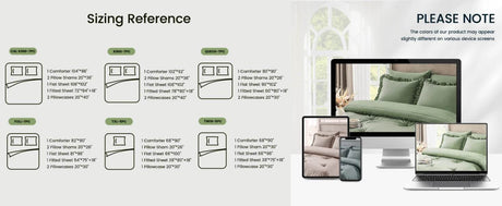 Bedding Set, 7 Pieces King Comforter Set in Green Ruffle, Shabby Chic Bed in A Bag with Premium Brushed Microfiber, Bedding - Omega Lifestyles