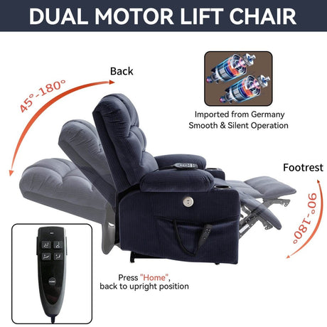 Blue Dual Motor Lift Recliner Chair - Omega Lifestyles