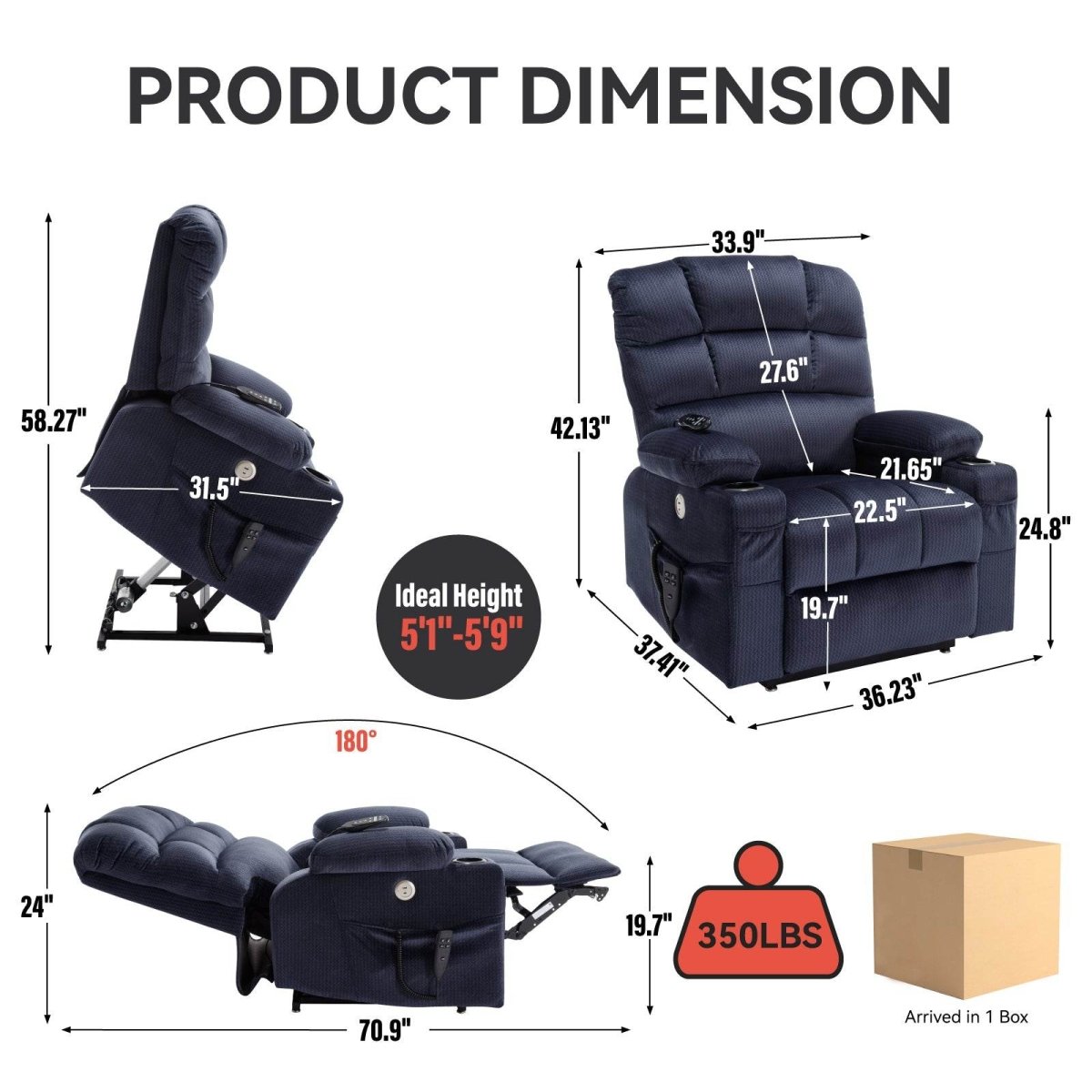 Blue Dual Motor Lift Recliner Chair - Omega Lifestyles