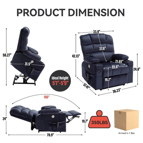 Blue Dual Motor Lift Recliner Chair - Omega Lifestyles