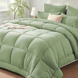 Burnt Orange Full Size Comforter Sets - 7 Pieces Bed in a Bag, Lightweight Goose Down Alternative Bedding Sets with All Season - Omega Lifestyles