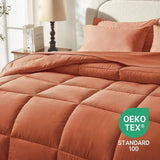 Burnt Orange Full Size Comforter Sets - 7 Pieces Bed in a Bag, Lightweight Goose Down Alternative Bedding Sets with All Season - Omega Lifestyles
