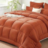 Burnt Orange Full Size Comforter Sets - 7 Pieces Bed in a Bag, Lightweight Goose Down Alternative Bedding Sets with All Season - Omega Lifestyles