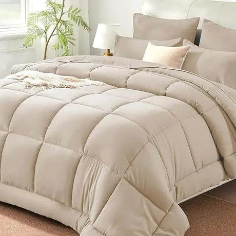Burnt Orange Full Size Comforter Sets - 7 Pieces Bed in a Bag, Lightweight Goose Down Alternative Bedding Sets with All Season - Omega Lifestyles
