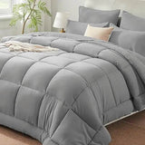 Burnt Orange Full Size Comforter Sets - 7 Pieces Bed in a Bag, Lightweight Goose Down Alternative Bedding Sets with All Season - Omega Lifestyles