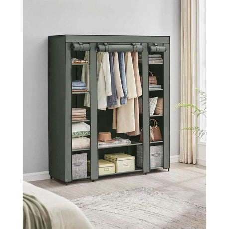 Closet Wardrobe, Portable Closet for Bedroom, Clothes Rail with Non-Woven Fabric Cover, Clothes Storage Organizer - Omega Lifestyles