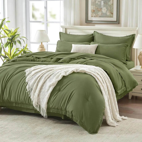 Comforter Set King Size, with Sheets 7 Pieces Boho Tassel Bed in a Bag Soft Lightweight Bedding Sets, All Season Fringe Bed Set - Omega Lifestyles