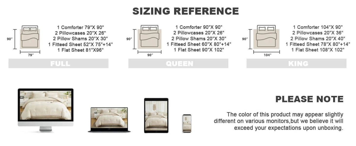 Comforter Set King Size, with Sheets 7 Pieces Boho Tassel Bed in a Bag Soft Lightweight Bedding Sets, All Season Fringe Bed Set - Omega Lifestyles