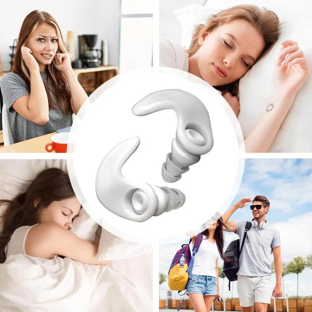 Ear Plugs Noise Cancelling Reusable Noise Isolating Waterproof Silicone Earplugs Hearing Protection EarBuds Student Study Ear - Omega Lifestyles