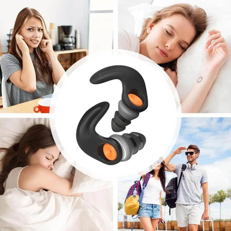 Ear Plugs Noise Cancelling Reusable Noise Isolating Waterproof Silicone Earplugs Hearing Protection EarBuds Student Study Ear - Omega Lifestyles