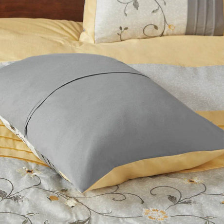 Embroidered 7 Piece Comforter Set Yellow Queen - Sleep Galleria