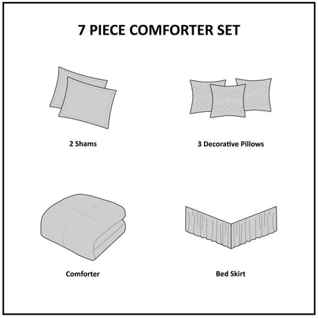 Embroidered 7 Piece Comforter Set Yellow Queen - Sleep Galleria