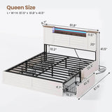 Farmhouse Bed Frame with Headboard and Double Barn Door Storage Cabinets Wooden Bed Frame with Charging Station 4 Drawers and LE - Omega Lifestyles