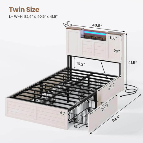 Farmhouse Bed Frames with Headboard and Double Barn Door Storage Cabinets Wooden Bed Frame Bed with Charging Station 4 Drawers a - Sleep Galleria