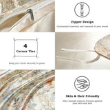 Floral Duvet Cover King Size, with Flat Sheet, 4 Pieces Satin Soft Bedding, 1 Breathable Duvet Cover 104x90 Inches, Bedding Set - Omega Lifestyles