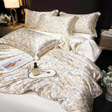 Floral Duvet Cover King Size, with Flat Sheet, 4 Pieces Satin Soft Bedding, 1 Breathable Duvet Cover 104x90 Inches, Bedding Set - Omega Lifestyles