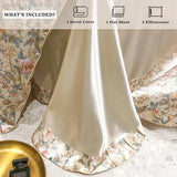 Floral Duvet Cover King Size, with Flat Sheet, 4 Pieces Satin Soft Bedding, 1 Breathable Duvet Cover 104x90 Inches, Bedding Set - Omega Lifestyles
