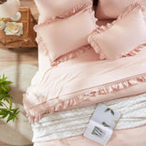 Full Comforter Set 7 Piece, Pink Bed in a Bag with Shams, All Season Ruffle Shabby Chic Bedding Sets with 1 Comforter, 2 Pillow - Omega Lifestyles
