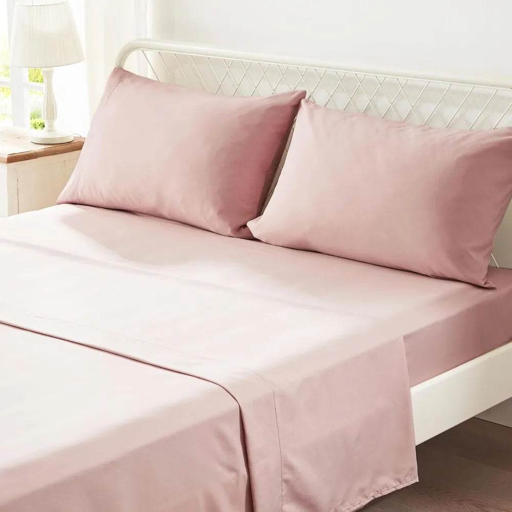 Full Comforter Set 7 Piece, Pink Bed in a Bag with Shams, All Season Ruffle Shabby Chic Bedding Sets with 1 Comforter, 2 Pillow - Omega Lifestyles