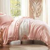 Full Comforter Set 7 Piece, Pink Bed in a Bag with Shams, All Season Ruffle Shabby Chic Bedding Sets with 1 Comforter, 2 Pillow - Omega Lifestyles