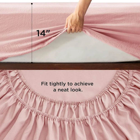 Full Comforter Set with Sheet - 4 Pieces Soft Light Pink Bedding, Grid Pinch Pleat, All Season Lightweight Fluffy Bed Set with - Omega Lifestyles