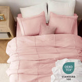 Full Comforter Set with Sheet - 4 Pieces Soft Light Pink Bedding, Grid Pinch Pleat, All Season Lightweight Fluffy Bed Set with - Omega Lifestyles