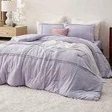 Full Comforter Set with Sheet - 4 Pieces Soft Light Pink Bedding, Grid Pinch Pleat, All Season Lightweight Fluffy Bed Set with - Omega Lifestyles