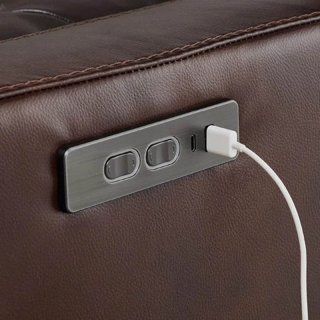 Genuine Leather Power Swivel Glider Rocker Recliner, Adjustable Power Headrest, Wooden Armrest, Certified Recliner Chair Sofa - Omega Lifestyles