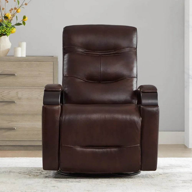 Genuine Leather Power Swivel Glider Rocker Recliner, Adjustable Power Headrest, Wooden Armrest, Certified Recliner Chair Sofa - Omega Lifestyles