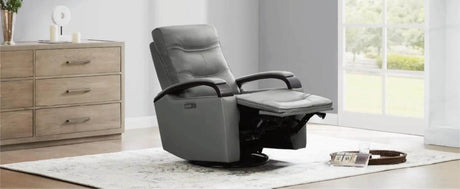 Genuine Leather Power Swivel Glider Rocker Recliner, Adjustable Power Headrest, Wooden Armrest, Certified Recliner Chair Sofa - Omega Lifestyles