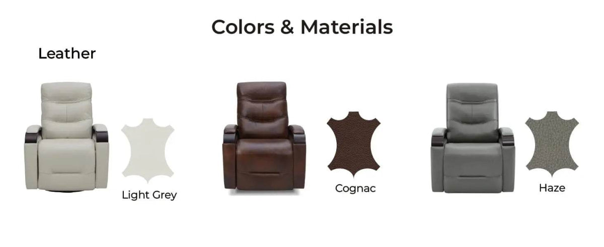 Genuine Leather Power Swivel Glider Rocker Recliner, Adjustable Power Headrest, Wooden Armrest, Certified Recliner Chair Sofa - Omega Lifestyles