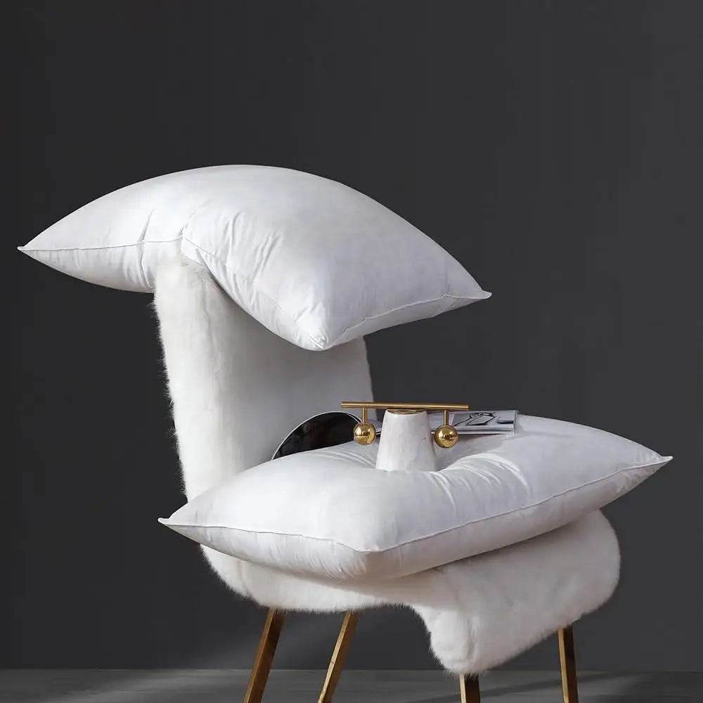 Goose Down Feather Pillow Set of 2 Queen Size Soft Breathable Bed Pillows 100% Down-Proof Cotton Cover Comfortable Sleep - Omega Lifestyles