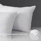 Goose Down Feather Pillow Set of 2 Queen Size Soft Breathable Bed Pillows 100% Down-Proof Cotton Cover Comfortable Sleep - Omega Lifestyles