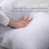 Goose Down Feather Pillow Set of 2 Queen Size Soft Breathable Bed Pillows 100% Down-Proof Cotton Cover Comfortable Sleep - Omega Lifestyles