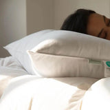 Goose Feather Down Pillows Queen Size Set of 2 Soft Medium Support Hotel Quality 600TC Cotton Cover Hypoallergenic Sleep Comfort - Omega Lifestyles