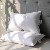 Goose Feather Down Pillows Queen Size Set of 2 Soft Medium Support Hotel Quality 600TC Cotton Cover Hypoallergenic Sleep Comfort - Omega Lifestyles