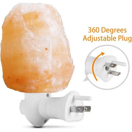 Himalayan Salt Lamp Night Light Plug in, Certificated 360 Degree Rotatable Wall Plug with Extra 2 Replacement Bulbs Bathroom Bed - Omega Lifestyles