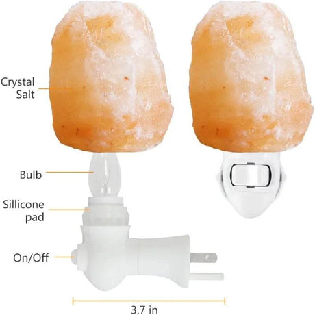 Himalayan Salt Lamp Night Light Plug in, Certificated 360 Degree Rotatable Wall Plug with Extra 2 Replacement Bulbs Bathroom Bed - Omega Lifestyles