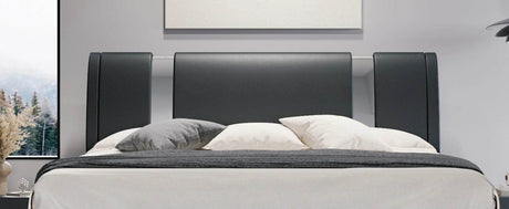 HOOMIC Modern Faux Leather Bed Frame with Iron Pieces Decor, Low Profile Platform Bed with Height-Adjustable Headboard - Sleep Galleria