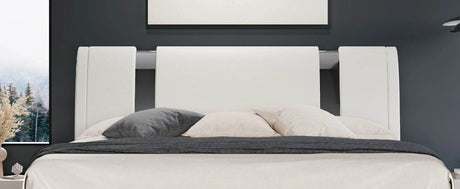 HOOMIC Modern Faux Leather Bed Frame with Iron Pieces Decor, Low Profile Platform Bed with Height-Adjustable Headboard - Sleep Galleria