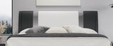 HOOMIC Modern Faux Leather Bed Frame with Iron Pieces Decor, Low Profile Platform Bed with Height-Adjustable Headboard - Sleep Galleria
