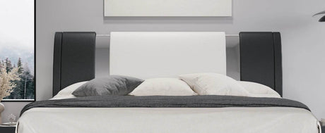 HOOMIC Modern Faux Leather Bed Frame with Iron Pieces Decor, Low Profile Platform Bed with Height-Adjustable Headboard - Sleep Galleria