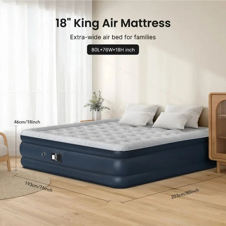 iDOO Air Mattress, Inflatable Airbed with Built - in Pump for Guest Home Camping Travel, 550lb Max, (Twin Size 18") - Sleep Galleria - Sleep Galleria