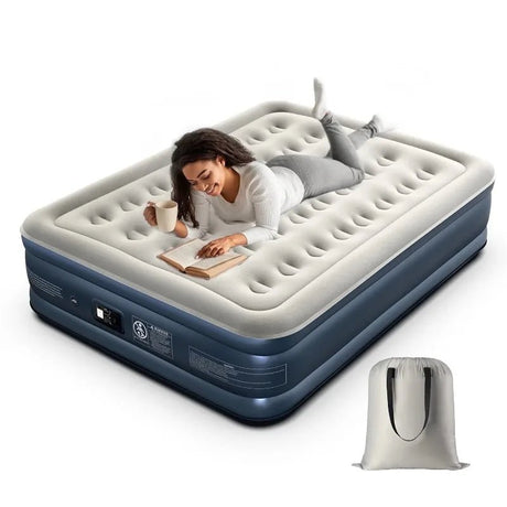iDOO Air Mattress, Inflatable Airbed with Built - in Pump for Guest Home Camping Travel, 550lb Max, (Twin Size 18") - Sleep Galleria - Sleep Galleria