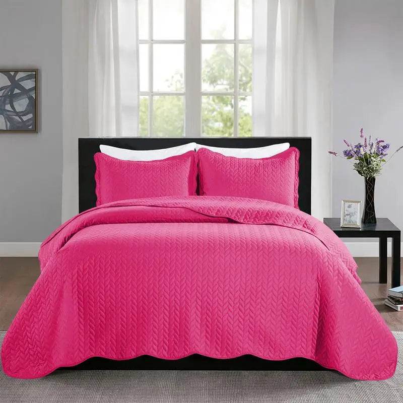 Imperial Homeware 3 Pcs Quilt Bedding Set Reversible Microfiber Coverlet with Pillow Shams case for Summer - Omega Lifestyles