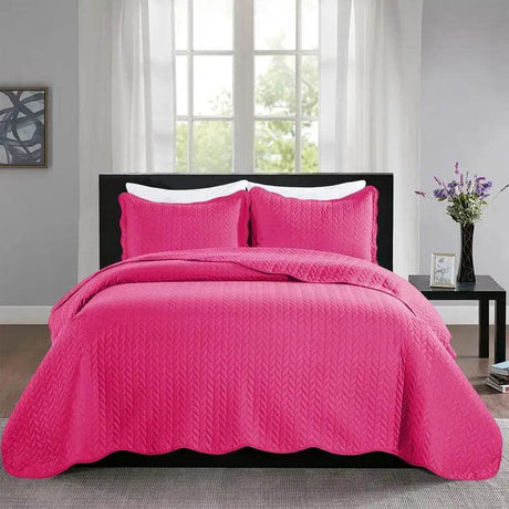 Imperial Homeware 3 Pcs Quilt Bedding Set Reversible Microfiber Coverlet with Pillow Shams case for Summer - Omega Lifestyles