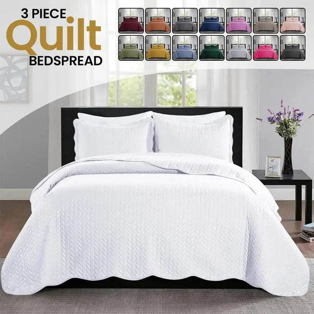 Imperial Homeware 3 Pcs Quilt Bedding Set Reversible Microfiber Coverlet with Pillow Shams case for Summer - Omega Lifestyles