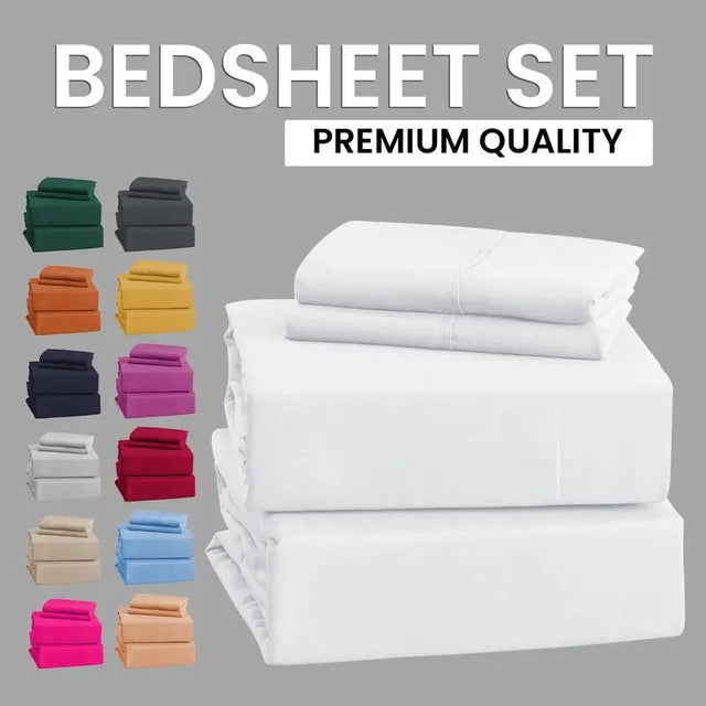 Imperial Homeware 4 pieces Sheet Set including Extra Deep Poket 16" Fitted Sheet Flat Sheet and Pillowcases Soft, Oeko Tex - Omega Lifestyles