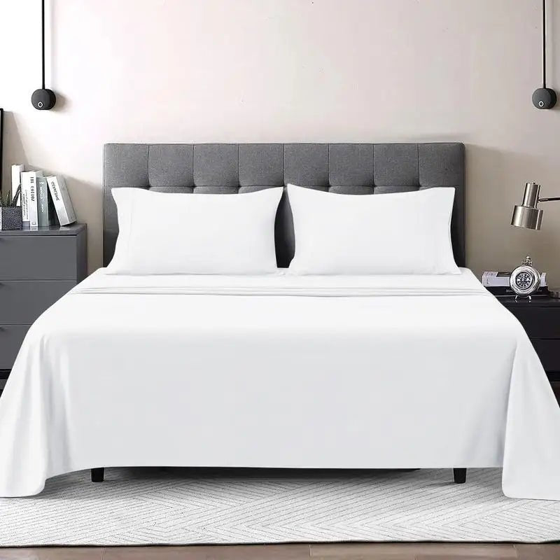Imperial Homeware 4 pieces Sheet Set including Extra Deep Poket 16" Fitted Sheet Flat Sheet and Pillowcases Soft, Oeko Tex - Omega Lifestyles