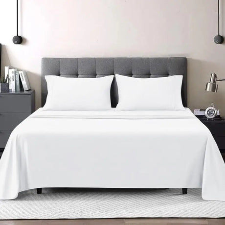 Imperial Homeware 4 pieces Sheet Set including Extra Deep Poket 16" Fitted Sheet Flat Sheet and Pillowcases Soft, Oeko Tex - Omega Lifestyles